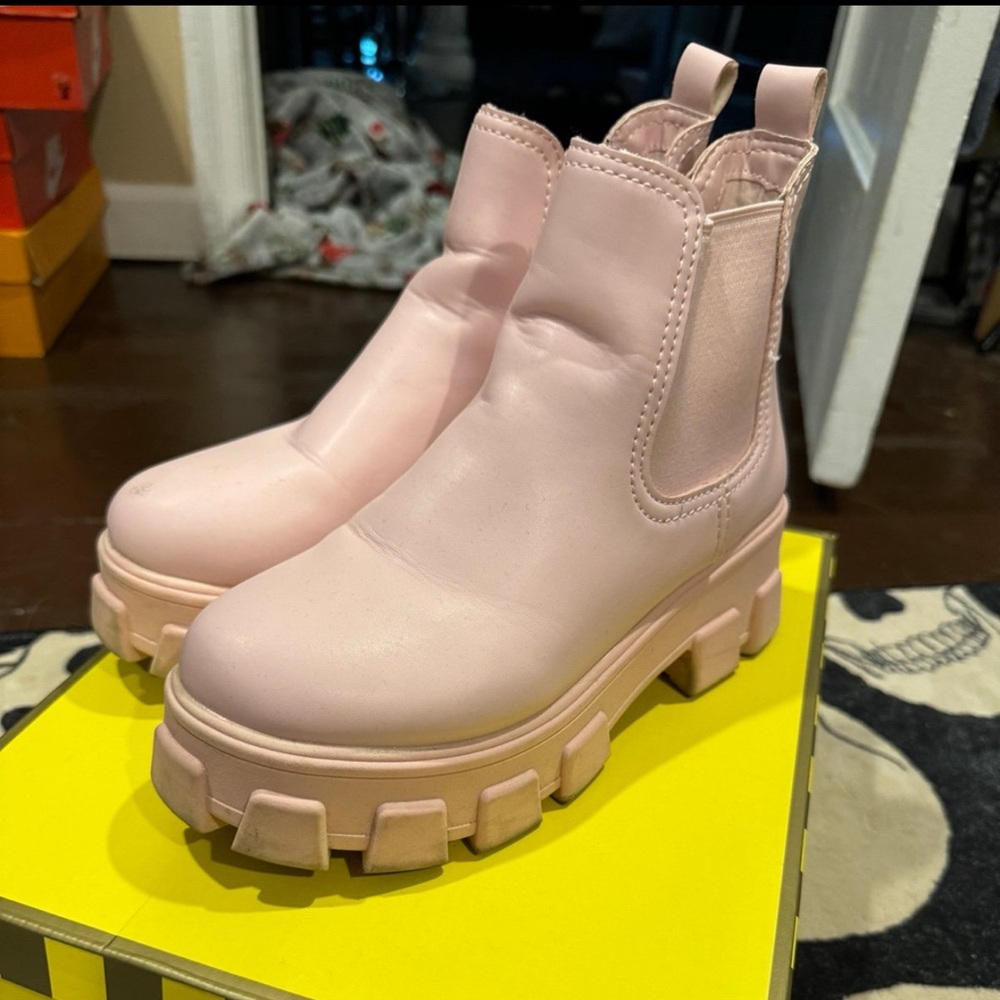 Pink platform boots